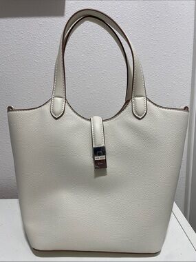 Nine West Ivory Pebbled Tote with Top Strap